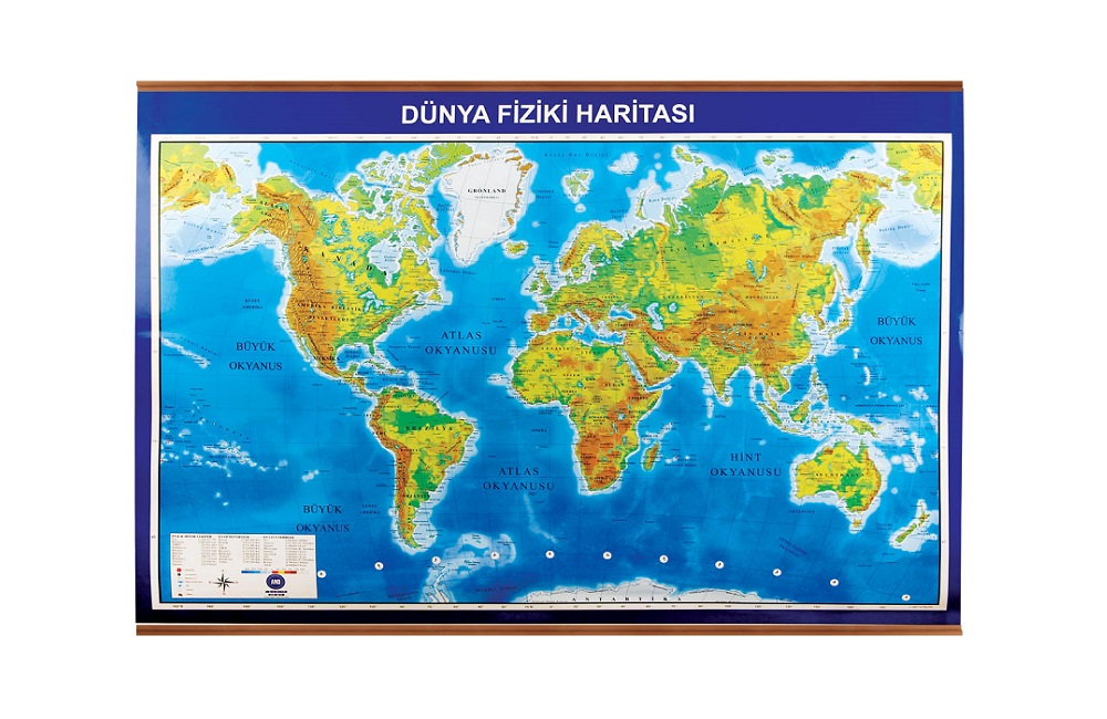 Dünya Fiziki Haritası Çıtalı 1063126